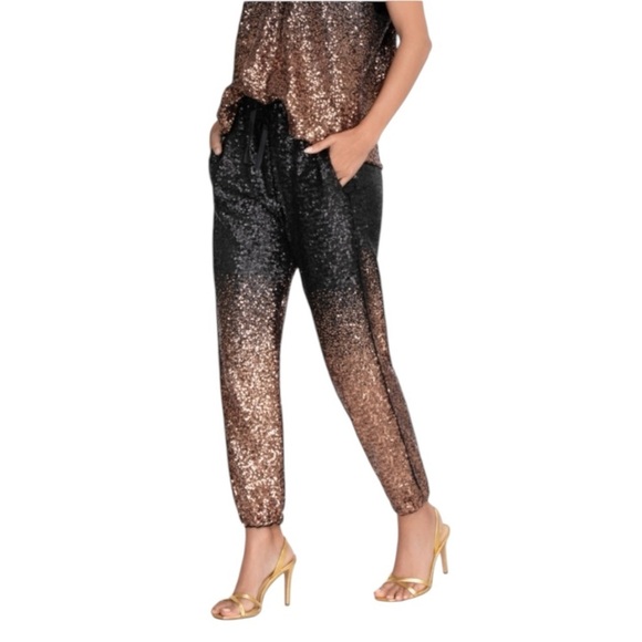 JOHNNY WAS Sequin Jett Joggers Black Gold NEW Holiday New Years Eve Christmas - Picture 1 of 8
